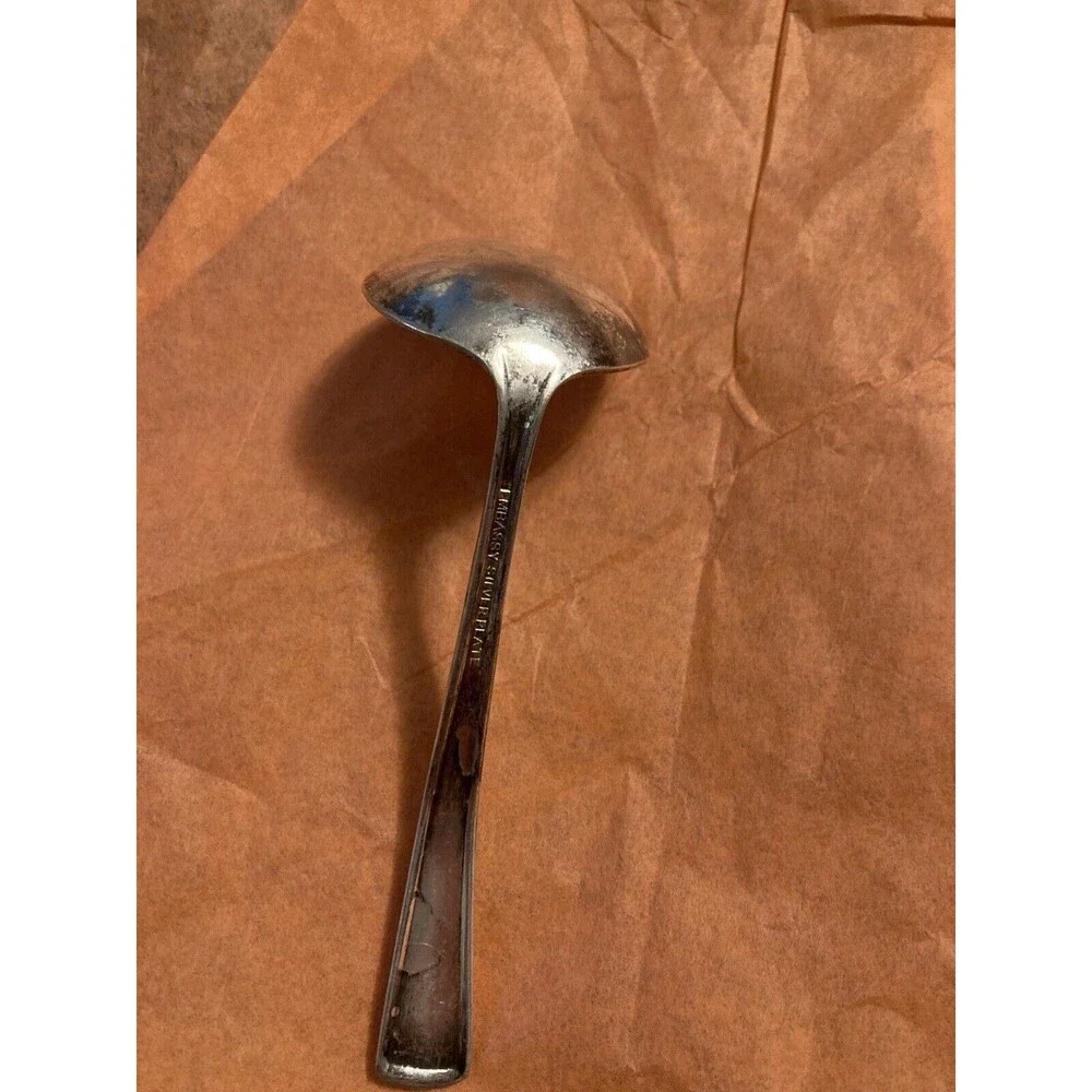 Embassy Bouquet Vintage Silverplated Cream Ladle Shield Column Motif Gravy